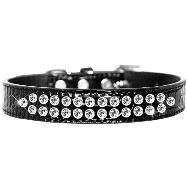 Two Row Clear Jewel Croc Dog CollarBlack Size 18, Mirage Pet Products, Mfr#: 720-06 BKC18